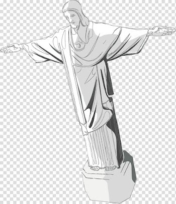 Architecture City Black and white, White Jesus stone carving elements transparent background PNG clipart