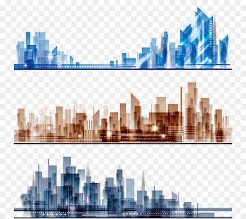 Architecture Download Icon - Colorful glass  three groups of modern urban architecture 