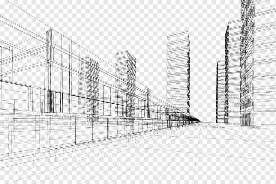 Architecture Euclidean, Creative city building perspective lines, glass, angle, painted png