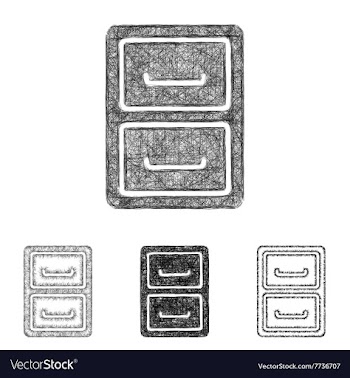 Archive icon set - sketch line art vector image