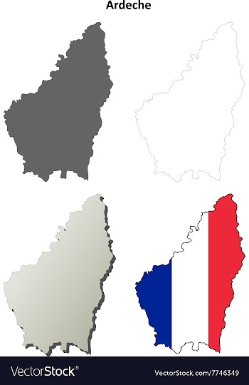 Ardeche Rhone-Alpes outline map set vector image