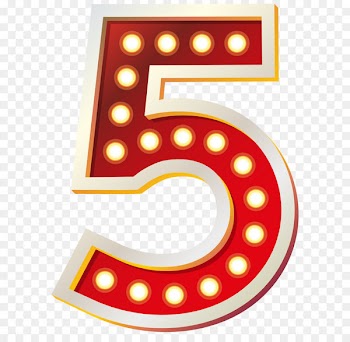 Area Pattern - Red Number Five with Lights PNG Clip Art Image 