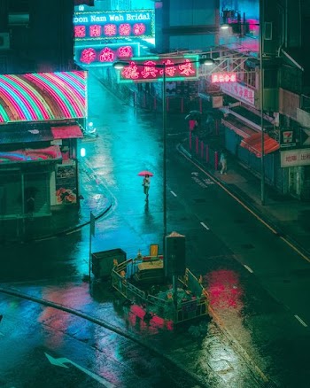 areal view photography of red umbrella