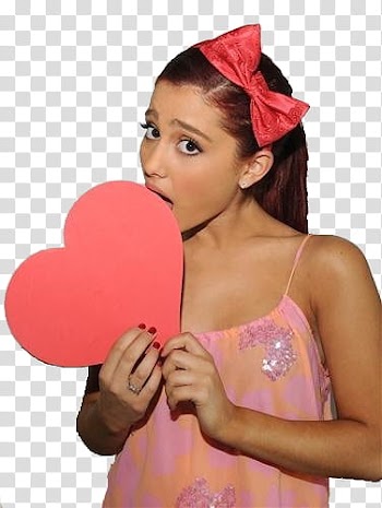 Ariana Grande s, woman holding heart decor transparent background PNG clipart