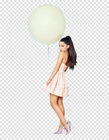 Ariana Grande, woman with white balloon transparent background PNG clipart