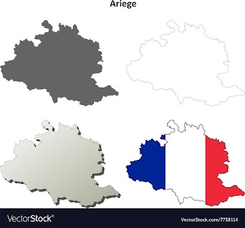 Ariege Midi-Pyrenees outline map set vector image