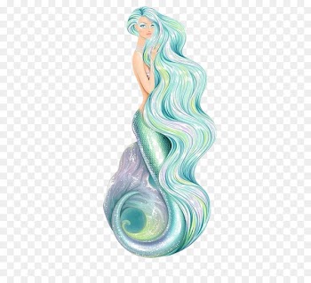 Ariel Mermaid Drawing Siren Fairy - Blue hair 