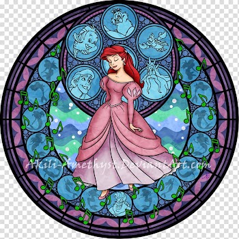 Ariel Stained glass Princess Jasmine Window Disney Princess, watercolor stain transparent background PNG clipart