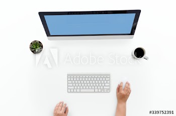 Ariel view of using a desktop computer