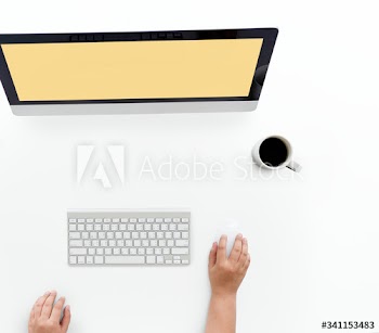 Ariel view of using a desktop computer