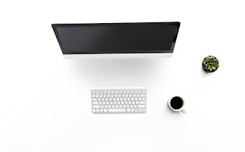 Ariel view of using a desktop computer and mo.. | Free stock psd mockup - 380029