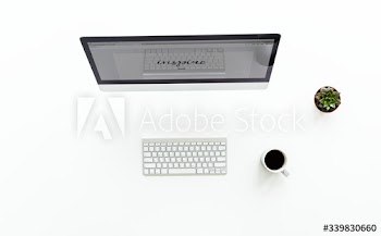 Ariel view of using a desktop computer and mobile phone