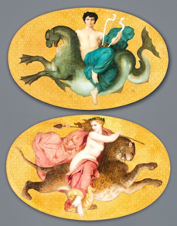 Arion on a Sea Horse and Bacchante on a Panther (pair) (1885) by William Adolphe Bouguereau. Original from The Cleveland Museum of Art. Digitally enhanced by rawpixel.