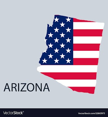 Arizona state of america with map flag print on vector image