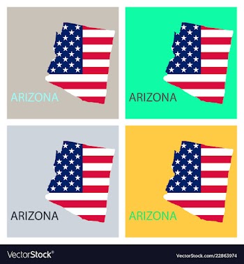 Arizona state of america with map flag print on vector image