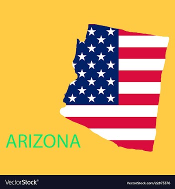 Arizona state of america with map flag print on vector image