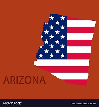 Arizona state of america with map flag print on vector image