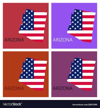 Arizona state of america with map flag print on vector image