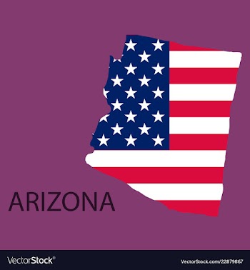 Arizona state of america with map flag print on vector image