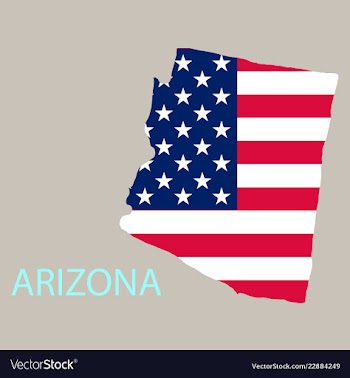 Arizona state of america with map flag print on vector image