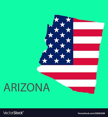 Arizona state of america with map flag print on vector image