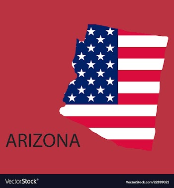 Arizona state of america with map flag print on vector image