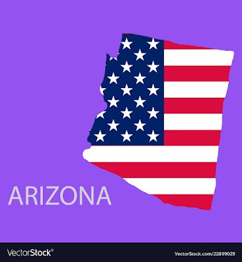Arizona state of america with map flag print on vector image