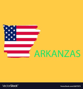Arkanzas state of america with map flag print on vector image