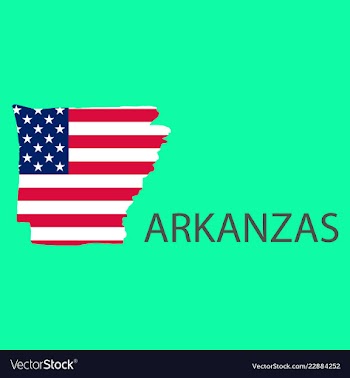 Arkanzas state of america with map flag print on vector image