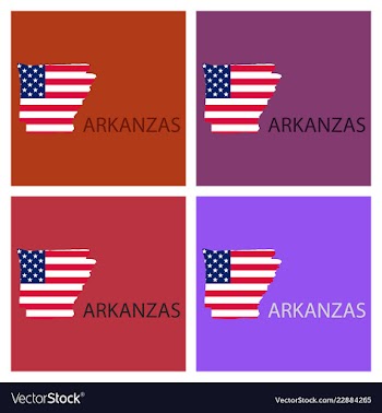 Arkanzas state of america with map flag print on vector image