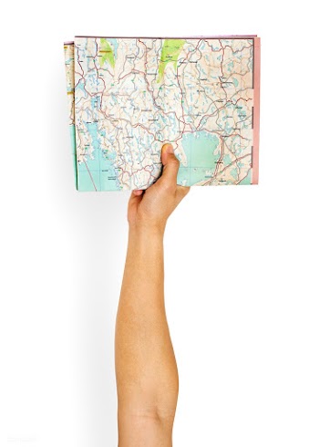 Arm raised with map on hand | Free stock psd mockup - 379386