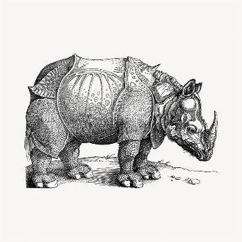 Armoured rhino illustration clipart vector. | Free Vector - rawpixel