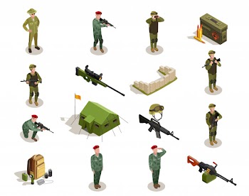 Army military isometric elements set Free Vector
