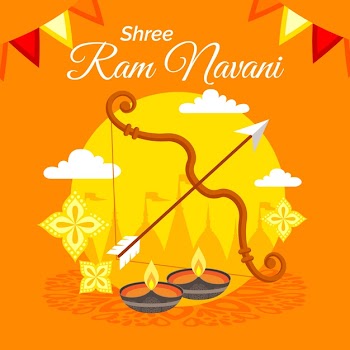 Arrow and bow with candles for ram navami Free Vector