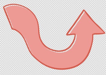 Arrow horizontal PNG - Pink Color, Left direction, curved