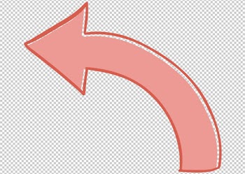 Arrow horizontal PNG - Pink Color, Left direction, curved