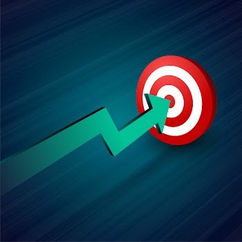 Arrow moving towards target business background Free Vector