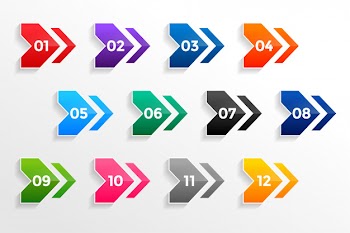 Arrow style geometric bullet points numbers set Free Vector