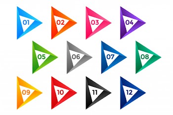 Arrow style number bullet points till twelve Free Vector
