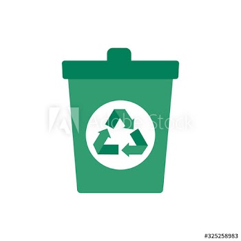 arrows recycle symbol in waste bin