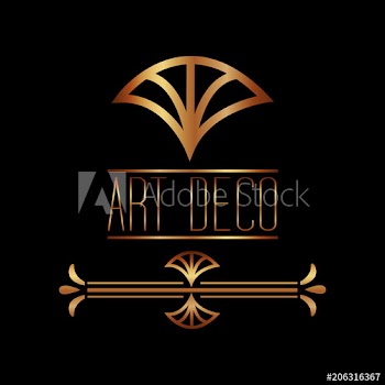 art deco golden border cover frame style vector illustration