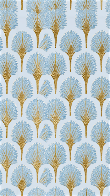 Art Deco Miniature Wallpaper in Light Blue and Gold