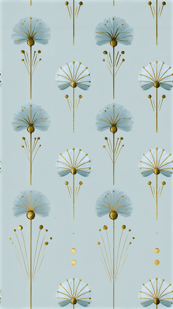 Art Deco Miniature Wallpaper in Light Blue and Gold
