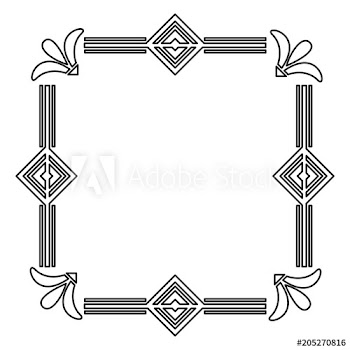 art deco ornamental decorative frame floral template vector illustration
