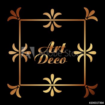 art deco ornamental decorative frame floral template vector illustration green