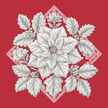 Art Deco Poinsettia and Holly Design