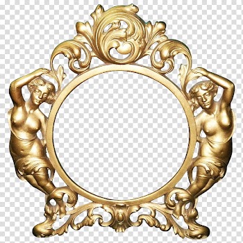Art Deco, round gold metal frame illustration transparent background PNG clipart