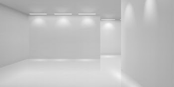 Art gallery empty room with white walls and lamps Free Vector