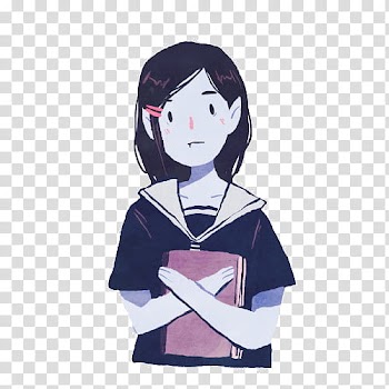Art , girl holding book animated character transparent background PNG clipart