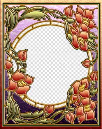 Art Nouveau frame , orange and green frame illustration transparent background PNG clipart